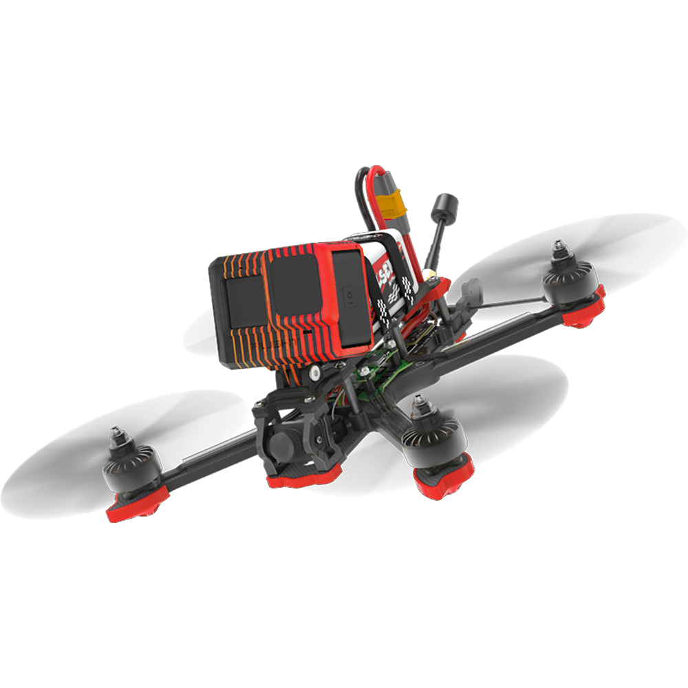 Dron FPV custom 5 cali z czerwonymi śmigłami